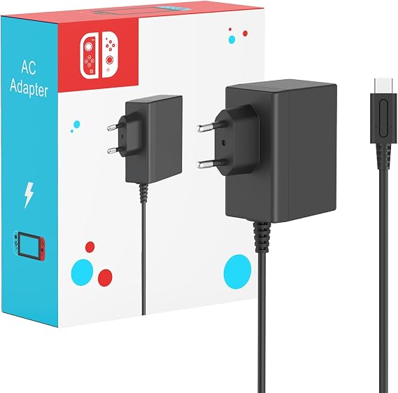 45 W Switch Power Supply with 1.5 m / 5 ft Charging Cable Compatible with Nintendo Switch/Lite/OLED/Deck Dock/Pro Controller Supports TV Mode