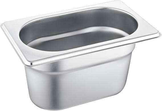C&S Homestore Gastronorm 1/9 Stainless Steel Catering GN Pan – Durable Food Storage & Serving Tray for Buffet, Restaurant, Hotel, Bain Marie & Commercial Kitchen Use - 1L / 100mm