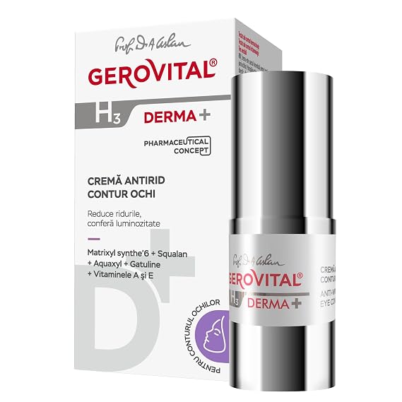 Gerovital DERMA+ Anti-Wrinkle Eye Contour Cream, Anti-Aging Action, 15ml