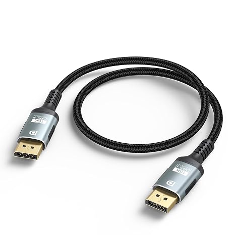 Short DisplayPort Cable 2.1 1.5FT, 16K Display Port 2.1 DP to DP Cable (8K@240Hz, 4K@240Hz) HDR, DSC 1.2a Compatible with KVM FreeSync Gaming Monitor PC 5090 7900XTX