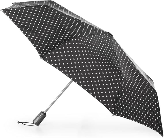Totes Titan Large Auto Open/Close NeverWet Umbrella,Black/White Big Swiss Dot,US