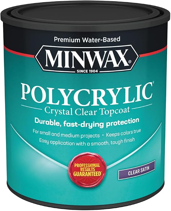Minwax 63333444 Polycrylic Protective Finish, Satin, Clear, 1 Quart