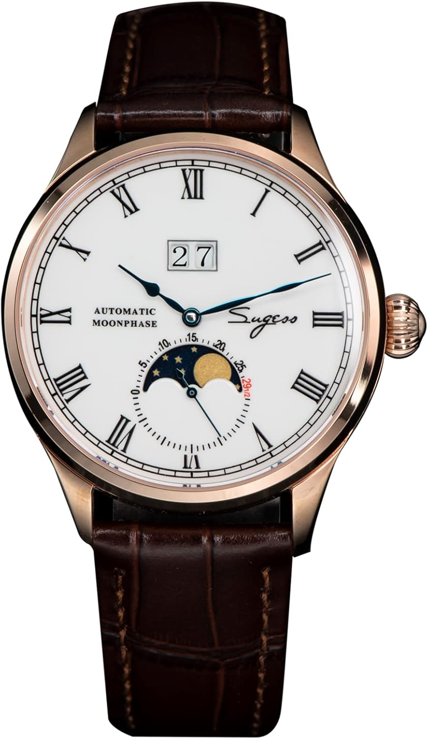 SUGESS-AU Seagull Sugess ST2528 Automatic Moon Phase Sapphire Rose Gold 1963 BNIB, SSMP015