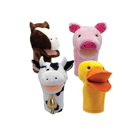 Get Ready Kids Farm Animals Puppet Set - 4 Large 12 inch Animal Puppets | Horse, cow pig and duck farm animal puppets for storytelling, language & motor skills, learning fun, pre-k safe for 12m+