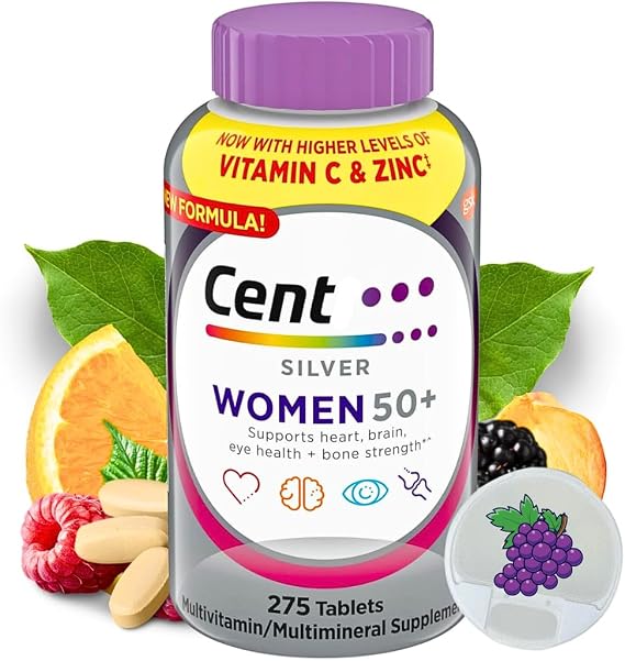 Silver Women 50 Plus, Multivitamin for Women, Minerals, Vitamins & Supplements Hair Skin and Nails Vitamins, Vitamin C, Antioxidants Supplement, 275Ct Tablets (275)