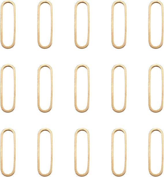 100Pcs 18K Gold Plated Charms Oval Connector Charms Linking Rings Hollow Frame Pendants Earring Hoops Open Bezel Pendants for Earrings Bracelet Necklace Macrame Making