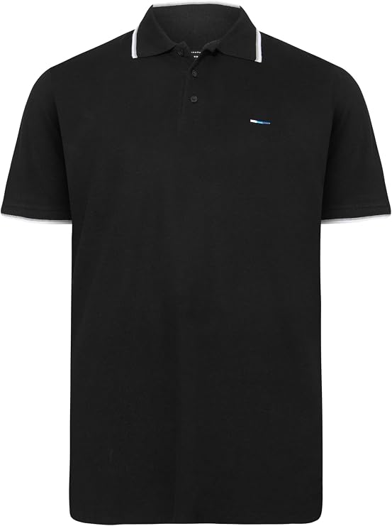 BadRhino Big & Tall Core Essential Everyday Tee Classic Collar Short Sleeve Polo Shirt Top - Men's Golf Longer Length 100% Cotton - M to 8XL Blue