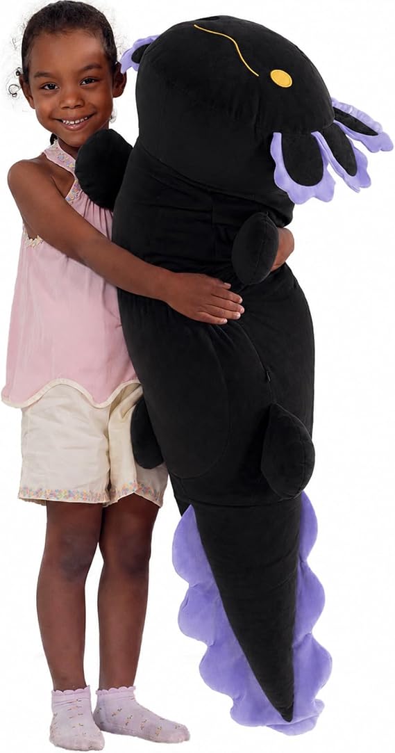 BENINY 39 Inch Black Axolotl Plush Pillow, Giant Stuffed Animal