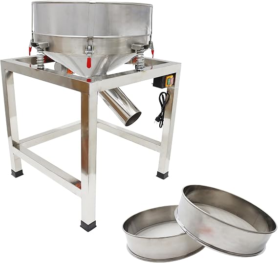 Automatic Powder Sifter Machine Sieve Shaker Vibrating Machine with 40 and 100 mesh Sieve for Granule Powder Grain Stainless Steel 110v 50w(with Switch)