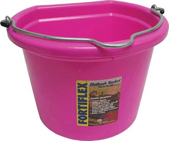Fortiflex Flat Back Feed Bucket for Dogs/Cats and Small Animals, 8-Quart, Hot Pink
