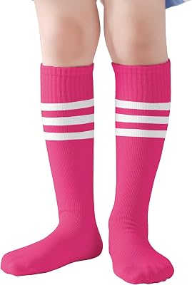 Kids Knee High Soccer Socks-Toddler Boys or Girls Stripe Team Tube Socks for Sports Uniform,Costume 3-10 Years