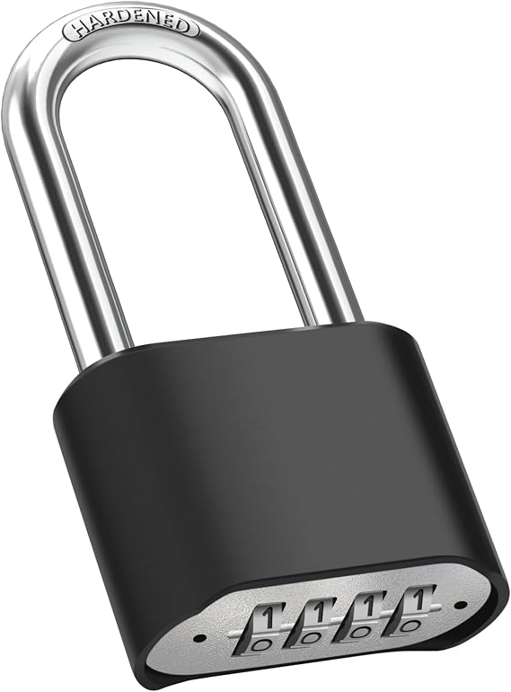 2.44in Long Shackle Combination Lock, Diyife Large Outdoor Weatherproof Padlock, Design of Hidden Password & High Security, Resettable Combination Lock for Locker, Home, School, Garage, Gate, Garden