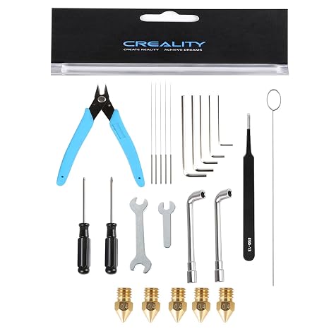 3D Printer Tool Kit for Creality 3D Printing Accessory | Includes Clog Poke, Shear Pliers, Allen Wrench, Cleaning Needles, Socket Wrench, Cross Screwdriver, Nozzles, Tweezers