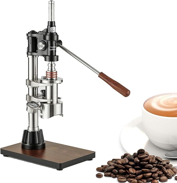 Manual Lever Espresso Coffee Machine,Hand Pressed with Wood Grain Pressure Rod and E61 Brewing Head for Home Baristas,Detachable Design for Easy Cleaning