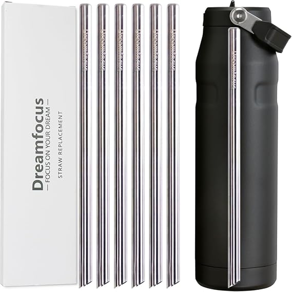 Dreamfocus Reusable Metal Straws Replacement Stainless Steel for Stanley IceFlow Aerolight Flip Straw 2.0 Bottle 36 oz 6-Pack