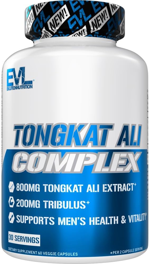 EVL Tongkat Ali - Mens Health + Vitality Supplement - 30 Servings | 800mg Tongkat Ali + 200mg Tribulus - Performance Support - Vegan + Gluten Free Capsules
