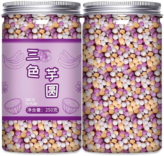 Instant small taro balls, Sweet Bubble Milk Tea, soft and sweet colorful taro balls, pearl milk tea, dessert drink ingredients, small rice dumpling, Chinese dim sum, Summer dessert syrup (250g*2 cans)