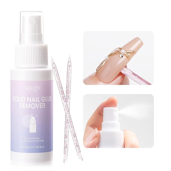 Gellen 2 Pack 60ML Solid Gel Nail Glue Remover Spray For Press-on Nails