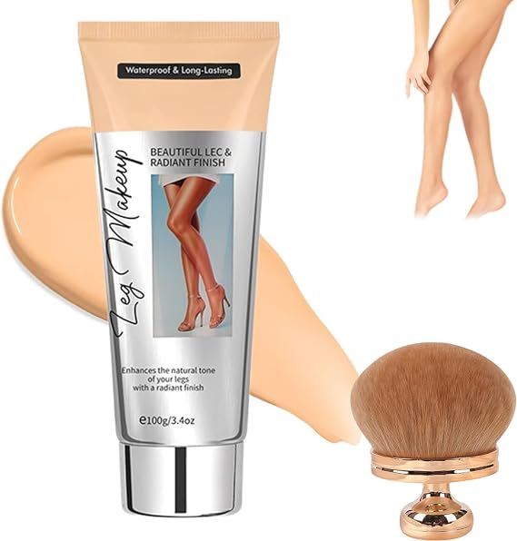Body Coverage Perfector With Brush, Leg Makeup Waterproof No Transfer, Tattoo Cover Up Makeup, Full Coverage Foundation, Body Concealer for Mature Skin, 48H Long Lasting Wear (Light Brown)