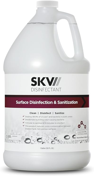 SKV Surface Disinfection and Sanitization | Cleans, Deodorizes, and Disinfects, Made with Hypochlorous Acid and Destroys 99.9% of Viruses and Bacteria. 1 Gallon