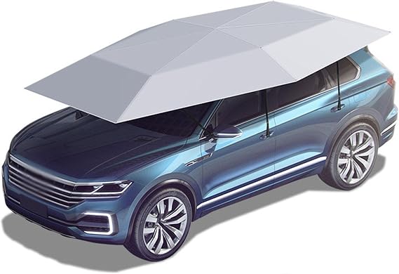 Semi-Automatic Carport Car Umbrella Tent Semi-Automatic Sunscreen and Rainproof Sunshade Portable Foldable Caravan Cover(Grey 4.2M)