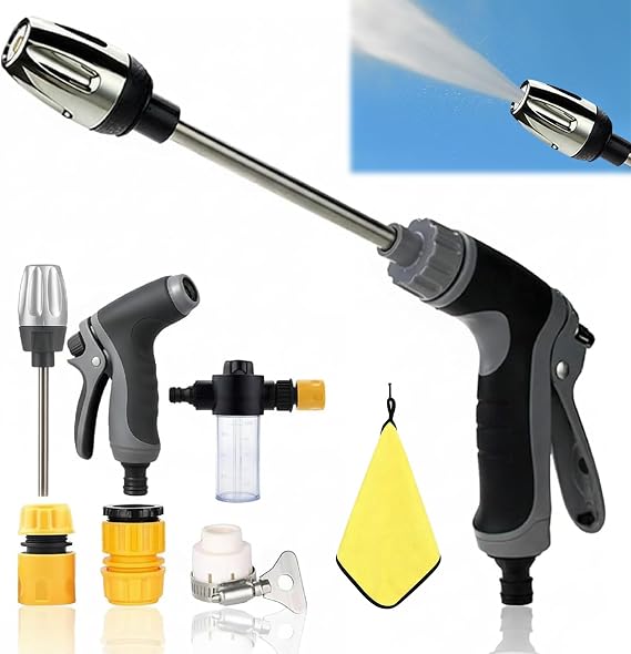 Aquoxis Pressure Washer,Aquoxis Power Washer,Garden Hose for Pressure Washer,Garden Hose Spray Gun with 3 Nozzles,High Pressure Hose Attachment for Garden,Car Washing,Outdoor