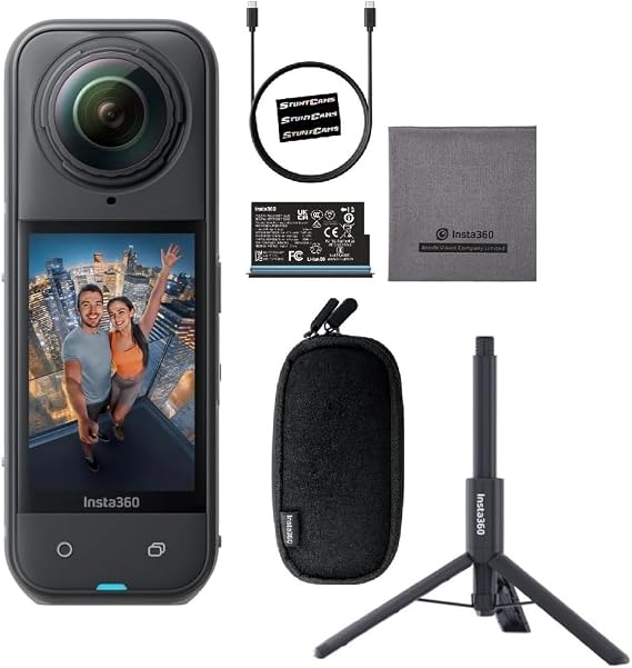 Insta360 X5 - Waterproof 8K 360 Video 72MP Photo Action Helmet Camera 1/1.28" Sensor Wide-Angle Low Light Performance Replaceable Lenses for Sports Travel Outdoor Creator +Tripod Selfie Stick