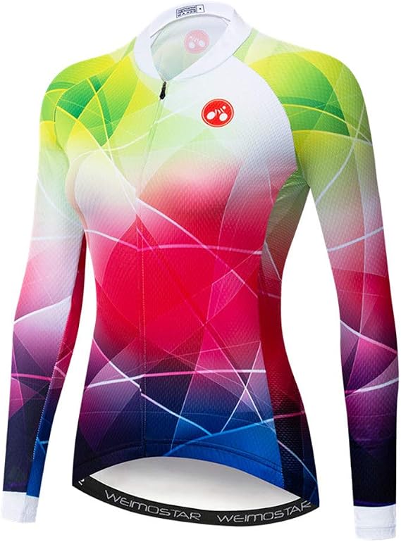 Womens Cycling Jersey Long Sleeve Bicycle Tops MTB Bike Shirt Mountain Biking Jacket Girls with Pockets