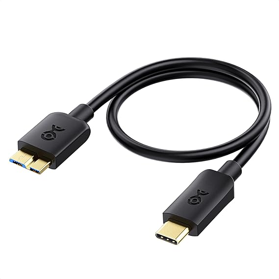 Cable Matters 10Gbps Short USB C to Micro USB 3.0 Cable - 1ft, USBC Hard Drive Cable, Micro B to USBC Cord, Compatible with Seagate, LaCie, Toshiba, Samsung, WD External Hard Drive, Black