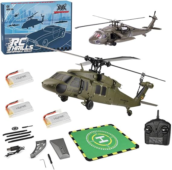 WL K170 Black Hawk UH-60L RC Helicopter, 170 Size 2.4G 4CH with Altitude Hold & Realistic Design, Adults Hobbyists Military Enthusiasts, Unisex