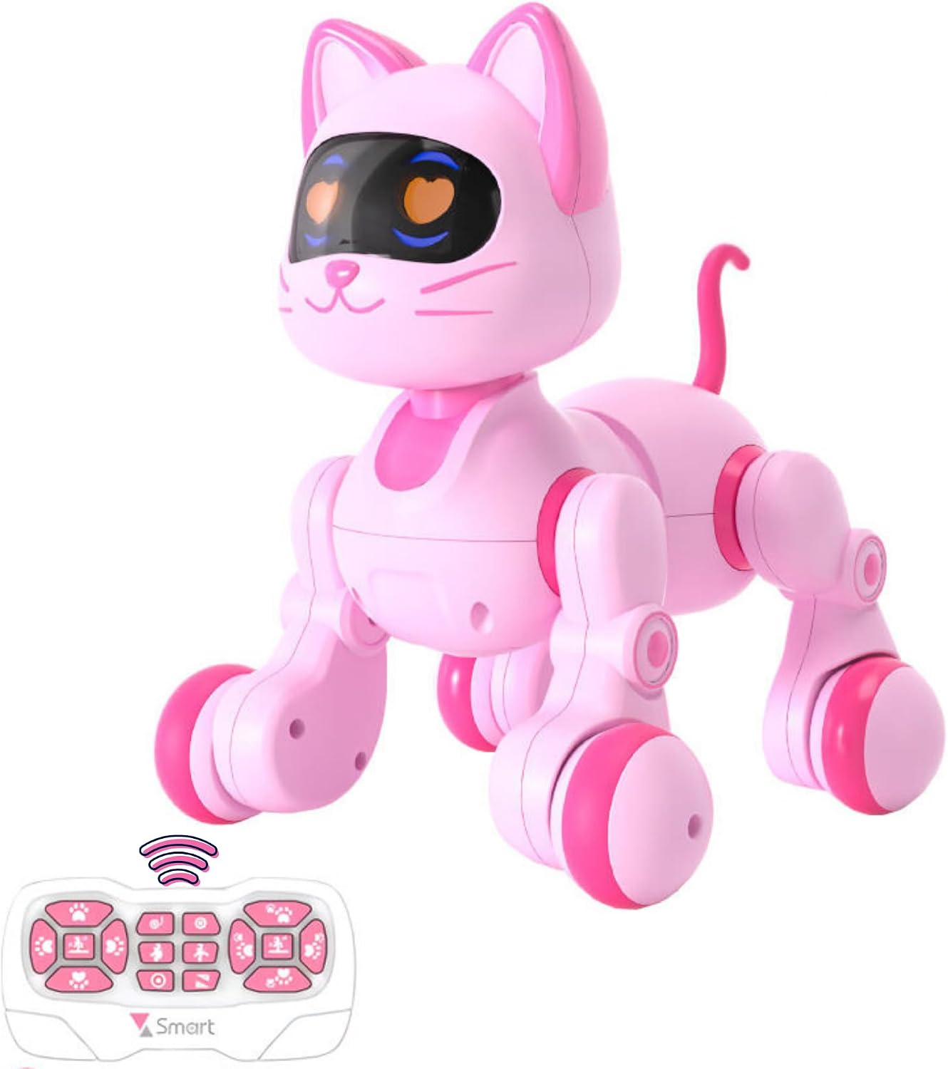 Toy 30 Function Remote Control Rechargeable Audio Light Touch Detection Programming Robot Cat and Dog cat