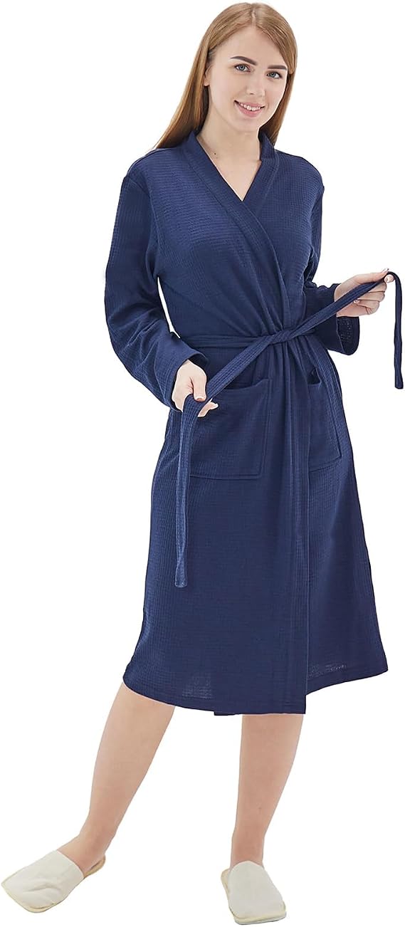Women's Robes Luxury cotton Lightweight Summer Long Plus Size BathRobes for Women Soft Kimono Spa Knit Waffle Robes