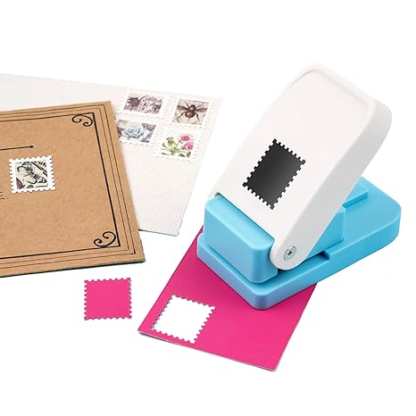 Briartw Rectangular Postage Stamp Punch, 1x0.8 Inch Lever Action Craft Punch for Paper, Create Vintage Stamps for Scrapbooking, Card Making, Junk Journals, and DIY Embellishments