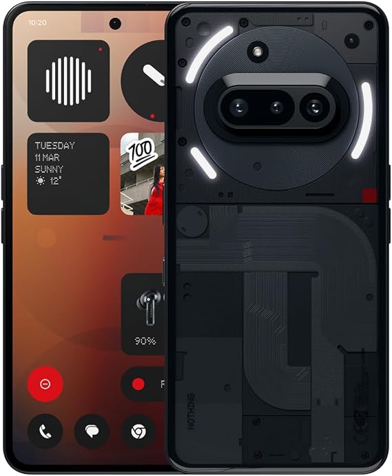 Nothing Phone (3a) 128 GB - 32 MP ön kameralı akıllı telefon, 30 x ultra zoom, 50 W hızlı şarj ve 6,77 inç, 120 Hz AMOLED ekran - siyah