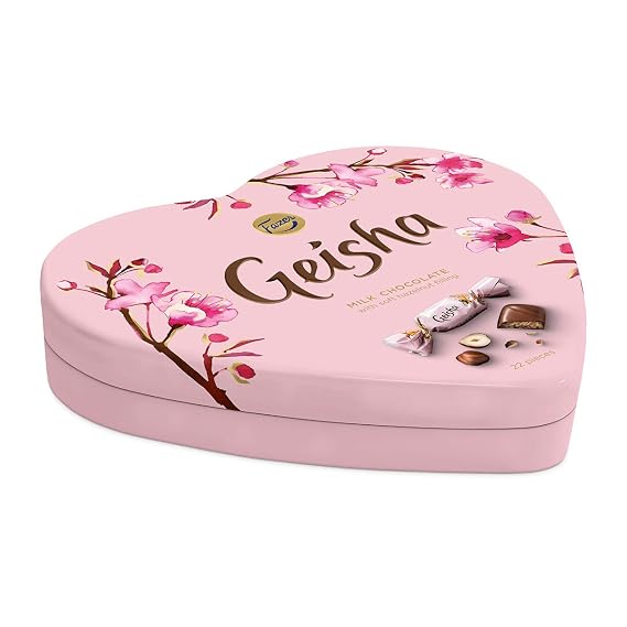 Geisha heart shaped TIN CAN hazelnut chocolates 158g