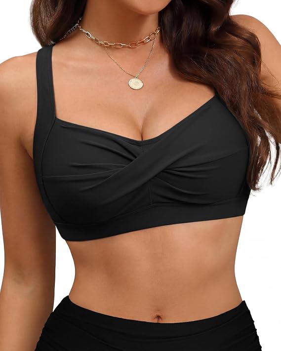 Amy Babe Women's Twist Front Bikini Top Large Bust Swim Bathing Suit Tops