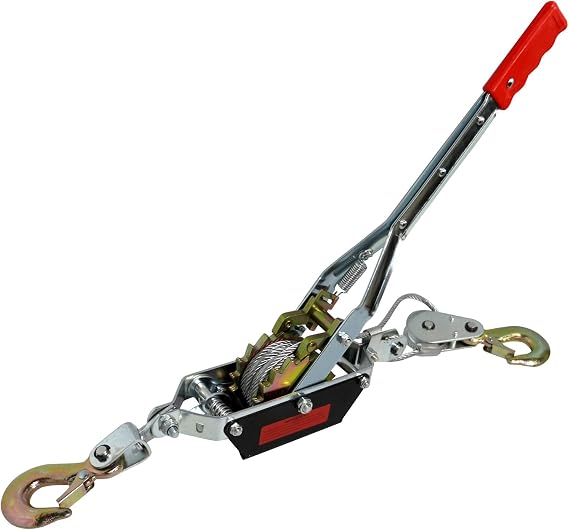 4400 lbs Come Along Winch, 12.14ft Steel Cable, 2 Hooks,Heavy Duty Power Puller Tool with Dual Gears, Automotive Hoist Cable Puller for Lifting Pulling.