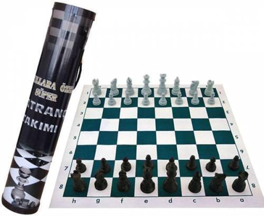 Okul Tipi Satranç Takımı Seti Rulo Çantalı Büyük Boy Taşlı Katlanabilir Santranç