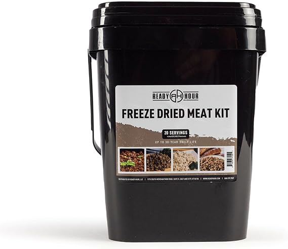Ready Hour Freeze-Dried Meat Kit (20 Servings), Emergency Supply, Prepper Supply, Protein Source, Emergency Food, Prepper Survival Kit, Bulk Meat, Shelf-Stable, Long-Term Storage