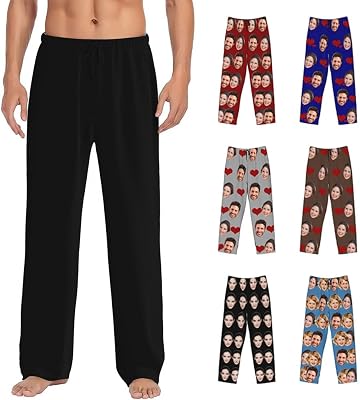 Custom Men Pajama with Face, Customized Mens Pajama Pants with Wifes Husbands Pets Kids Face