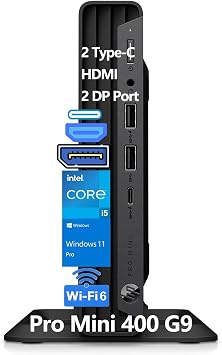 HP Pro Mini 400 G9 Mini PC Business Desktop Computer, 32GB DDR4 RAM, 1TB PCIe SSD, Intel 6-Core i5-12500T, WiFi 6, Bluetooth, Windows 11 Pro