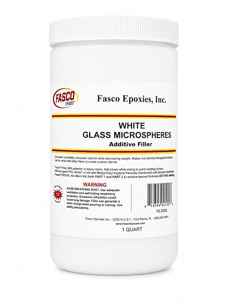 Fasco Epoxies White Glass Microspheres - Filler for Epoxy and Polyester Resin - Quart Tub