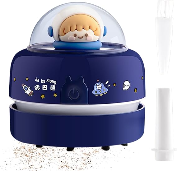 Desktop Vacuum - Crumb Collector, Mini Table Cleaner | Cartoon Cordless Dust sweepr for Keyboard Piano Computer Desk, Battery Operated Cute Gadget for offlce Home Workstation Compact surfece Use
