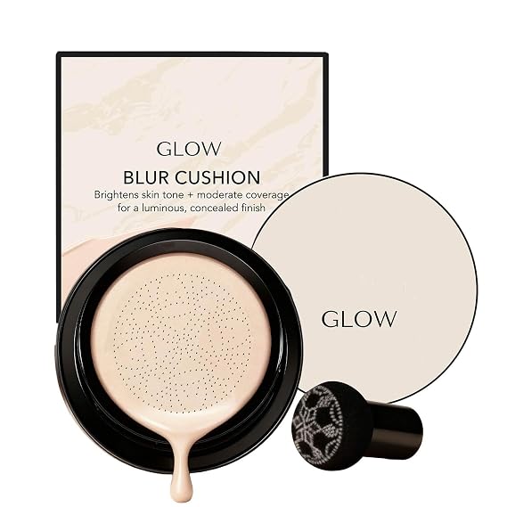 Foundation Cushion, CC Cream With Mushroom-Shaped Applicator, BB Cream Face Makeup Foundation for Mature Skin, Air Cushion to Even Skin Tone, Lifts And Moisturizes, Long-Lasting Makeup (Ivory)