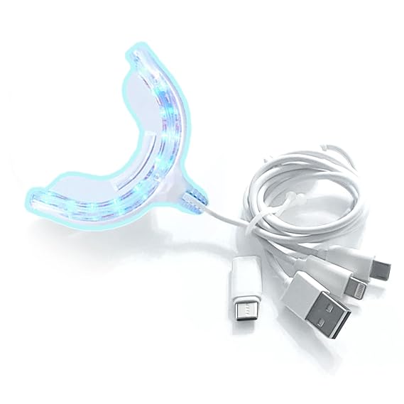 Teeth Whitening Accelerator Light, 16x Powerful Blue LED Light Mouth Tray, Teeth Whitening Machine for Home Use, Adapters for Most Phones and Devices, Teeth Whitener Light Gum Tray
