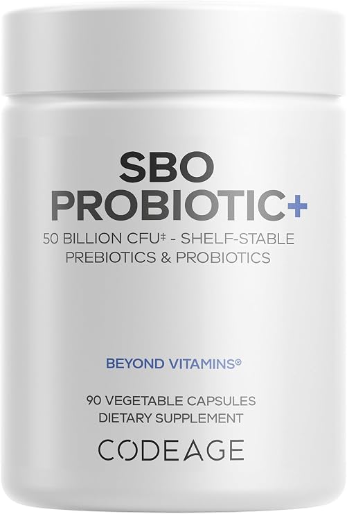 Codeage SBO Probiotics, 50 Billion CFUs Per Serving, Multi Strain Soil Based Organisms Blend and Organic Fermented Botanical Blend, Shelf-Stable, 90 Capsules
