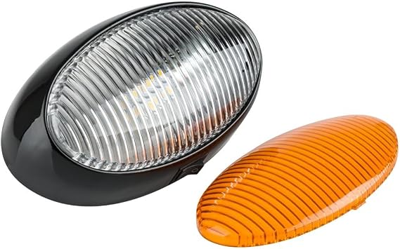Lumitronics RV LED Porch Light, On/Off Switch, Clear and Amber Lens, Black