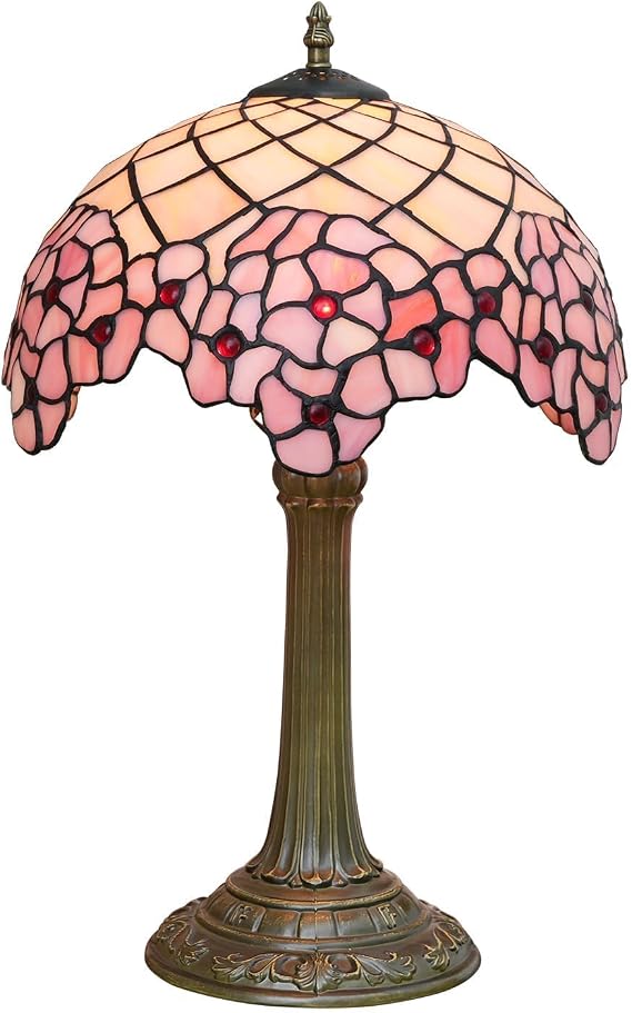 Tiffany Lamp Stained Glass lamp 12x12x18 Inches Bedside Table Lamp for Living Room Bedroom Dorm Kitchen Home Decor Festival Birthday Gift,Cherry Blossom