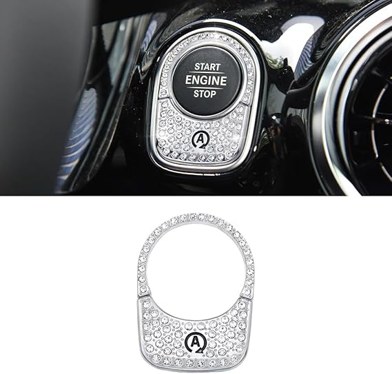 For Mercedes-Benz Interior A GLA GLB GLE G CLA Class Bling Engine Start Stop Button Cover Ignition Button Cap Metal Sticker Sticker 2 Pieces