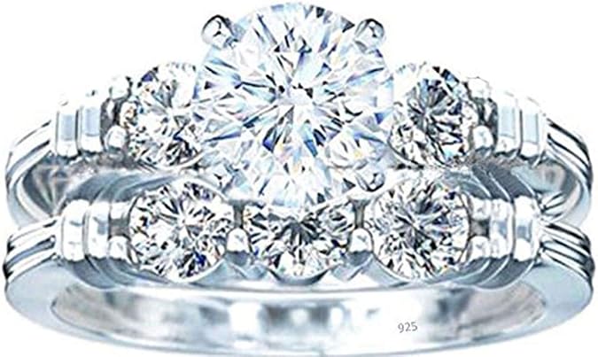 Ring 2.70ct Real 925 Sterling Silver Wedding Engagement 2 pc set Diamonique CZ Infinity Bridal Women's Ladies